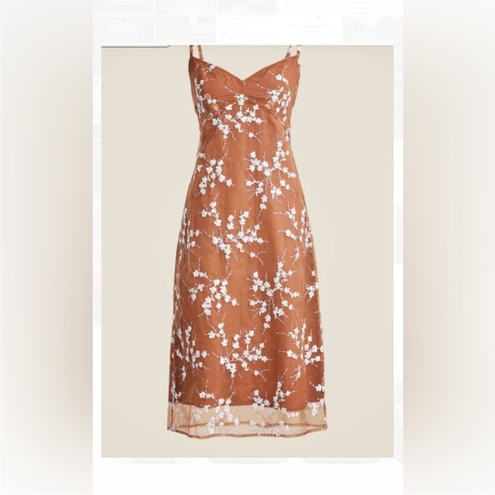 J. Crew Brown Spaghetti Strap Midi Dress
